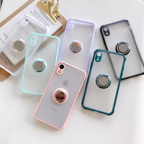 Metal Ring Shockproof Case For iPhone 12 Pro 12 mini 11 Pro Max Matte Simple Case For iphone X XS Max XR 7 8 Plus Colorful Cover
