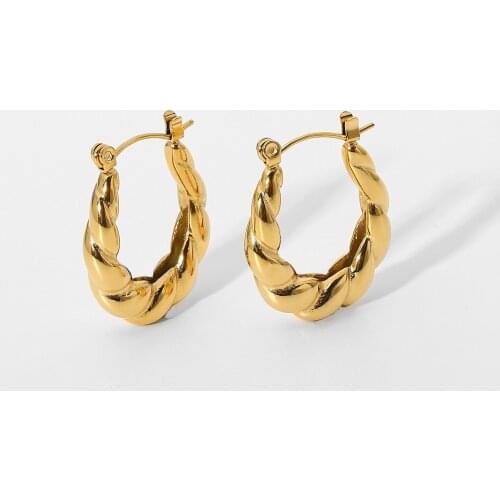 Charlotte Twisted Earrings for women fashion Jewelry 18K Gold Plating Stainless Steel Bold Croissant earrings