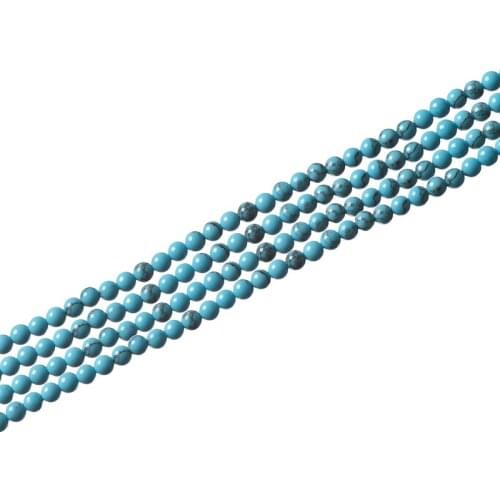 Pick Size 3mm Round Blue Pine Black Line Stone Loose Beads 16inch Gem Making Diy Bracelets H678