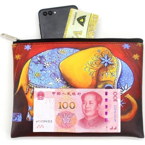 Women Clutch evening bags PU Leather Ladies wallets purses handbag Girls cartoon elephant Owl Cosmetic bags Female coin purses