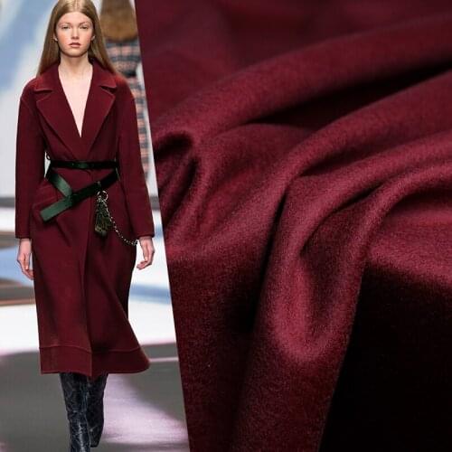 Pearlsilk Dark Red Double-side Overcoating Cashmere 100%Wool Fabrics Material Winter Women Overcoat Sewing Cloth Freeshipping