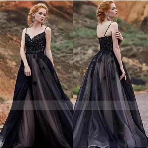 #9911 Gothic Vintage Black Wedding Dress For Women 2021 vestidos de novia Sexy Open Back A Line Lace Wedding Gowns Custom Made