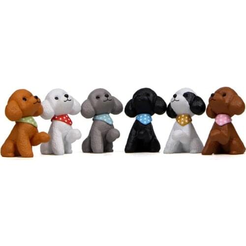 1Pc Cartoon Poodle Figurines Pet Dog Models Figures Toys Christmas Birthday Gift Party Home Decoration Doll for Kids Gifts