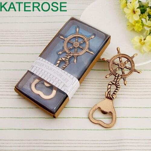 10 PCS Antique Ship Wheel Design Bottle Opener Ocean Themed Wedding Party Giveaway Gift For Guest