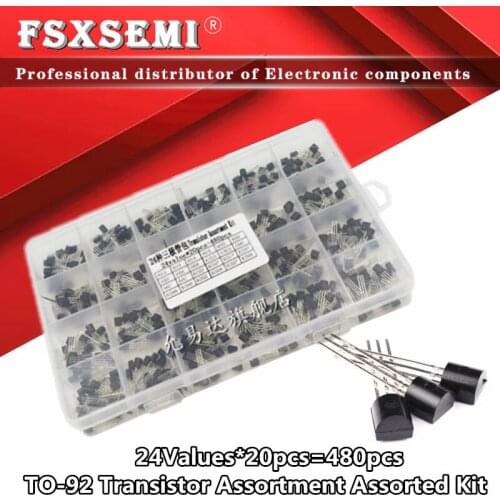 24Values*20pcs TO-92 Transistor Assortment Assorted Kit BC327 BC337 BC517 BC547 BC548 BC549 2N2222 3906 3904 5401 5551 C945 1015