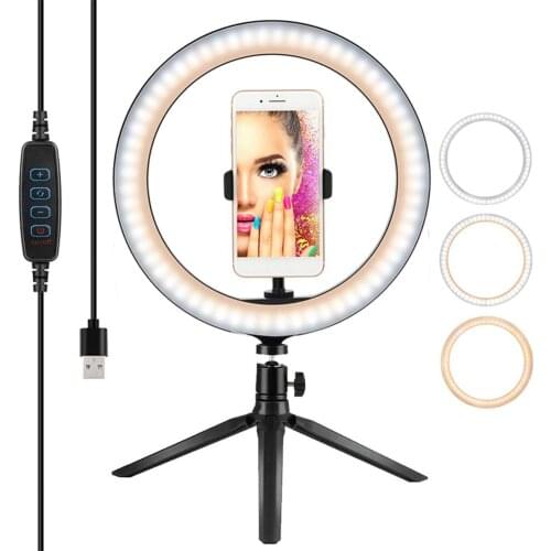 6/10 Inch Desktop Adjustable LED Ring Light Camera Phone Live Studio Fill Lamp
