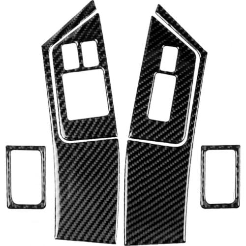 6Pcs/Set Carbon Fiber Window Switch Panel Trim Protective Door Lock Button Frame Sticker for Nissan GTR R35 2008-2016 Left Drive