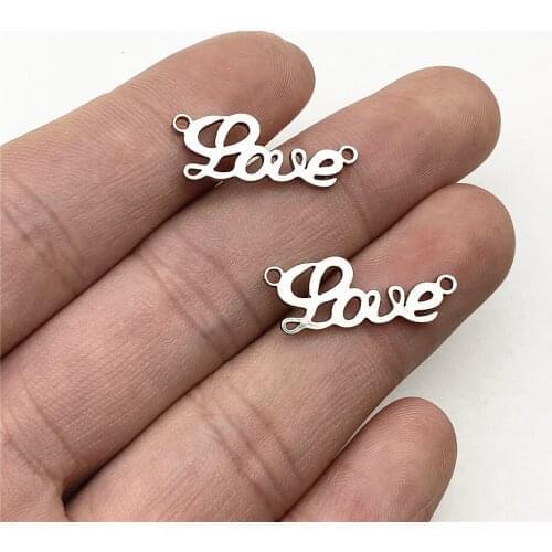 6Pcs Jewelry Diy Use Love Word Connector Stainless Steel Charm Never Fade Diy Jewelry Making Craft