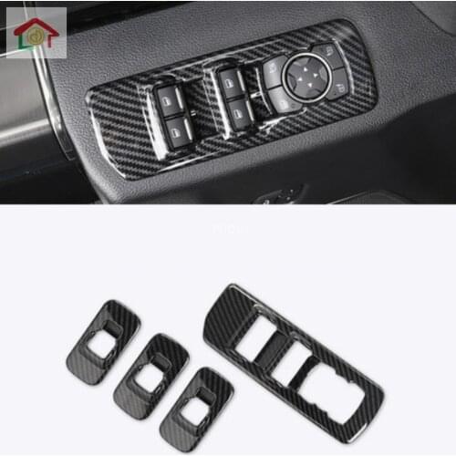 ABS Carbon Grain Car Window Glass Switch Panel Cover Trim For Ford F150 RAPTOR 2017-2019 2018 Interior Accessories