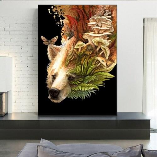 Japanese Style Abstract Anime Animal Poster Mystery Bear Print Canvas Painting Picture Art Wall Decoration Room Poster and Print