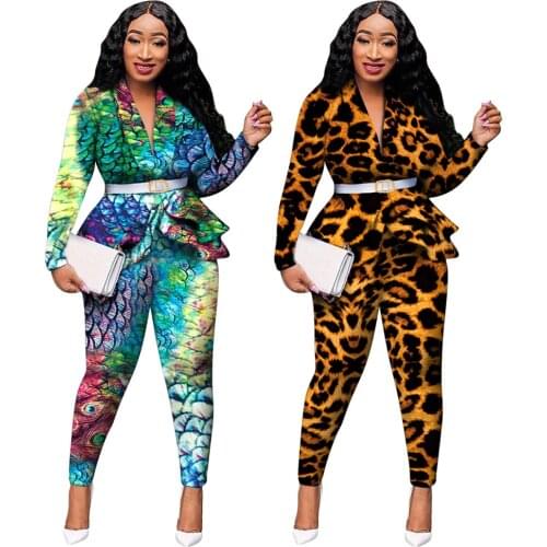 2Colors African Clothing Dashiki New Fashion Suit Top and Pants Super Elastic Party Plus Size For Lady Print African Clothes Set