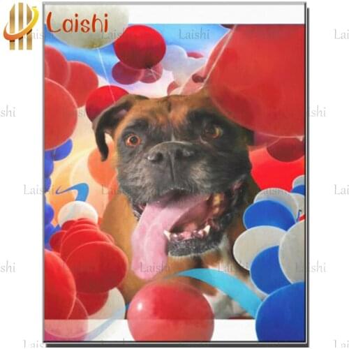 Diamond embroidery King Charles terrier and colorful balloons 5D DIY full square round drill mosaic stitch cross wall decoration
