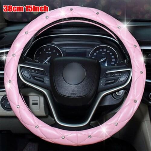 15Inch Steering Wheel Cover Accessories Crystal Diamond Non-Slip Bling