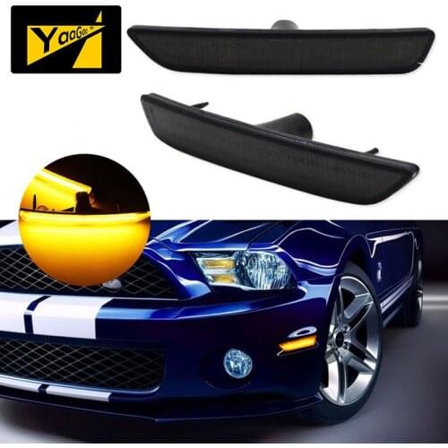 YaaGoo Amber LED Side Marker Light Lamp For Ford Mustang 2010-2014 Smoke Lens Front