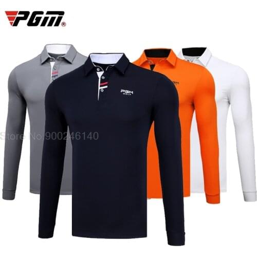 Pgm MenS Golf Shirts Man Long Sleeves T Shirt Male Outdoor Sports Turn Down Full Sleeve Tshirt Men Winter Warm Soft Jerseys