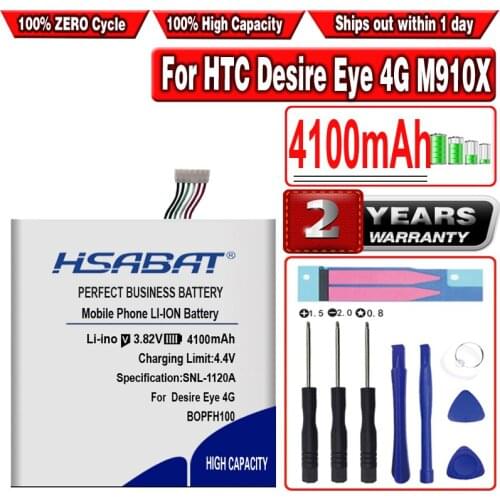 HSABAT 100% New 4100mAh B0PFH100 / BOPFH100 Replacement Battery For HTC Desire Eye 4G M910X M910n
