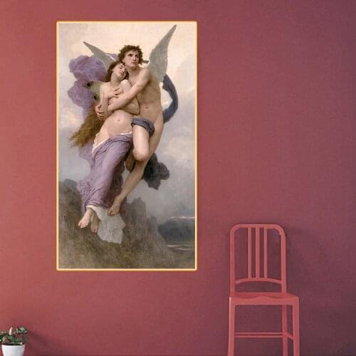 Citon Canvas Oil painting William Adolphe Bouguereau《The Abduction of Psyche》Artwork Poster Picture Wall Decor Home Decoration