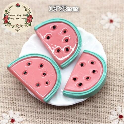 10pcs Kawaii Simulation Watermelon Summer Fruit Resin Cabochons Flatback DIY Craft scrapbooking,16*25mm