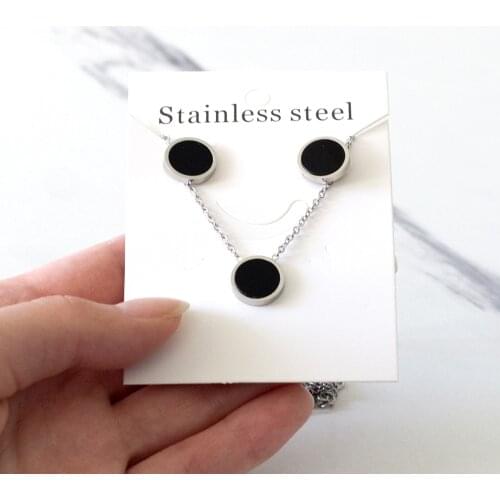 LUXUKISSKIDS Round Shape Trendy Stainless Steel Necklace Earrings Sets For Women Chain Jewelry Set Valentine Gift collier femme
