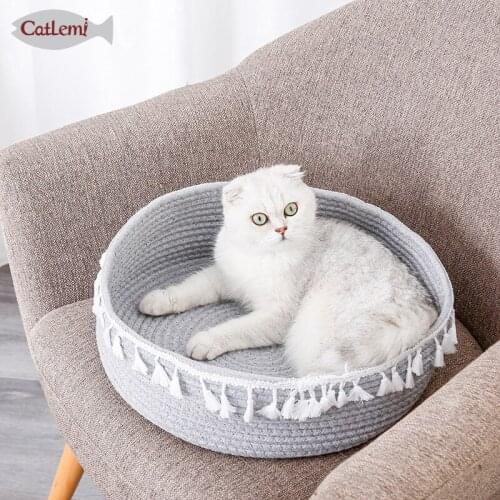 Hand-woven cat litter with sisal cotton thread Nordic ins net red cat bed scratch resistant cat scratching board