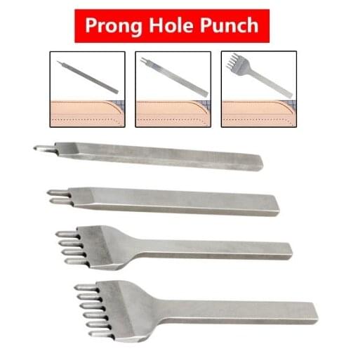 Handmade leather tools lot o 4pc 5mm Useful Stainless Steel Rhombus Tooth Chisel Leather Craft DIY Tool Hole Punch 1 2 4 6 Prong