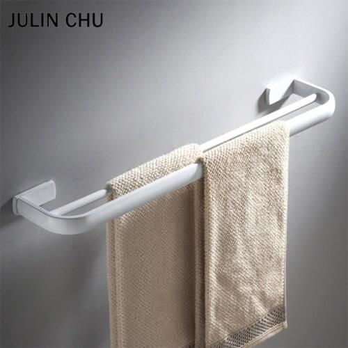White Bathroom Towel Bar Brass Creative Wall Mounted Double Towels Hanger Shelf Rack for Lavaroty Kitchen Bathroom Hotel 57 CM