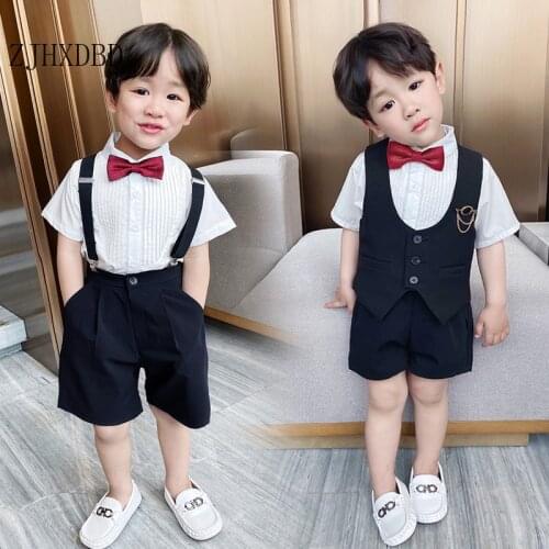 Summer Suit for Baby Boy Costume Kids Blazer Wedding Suits for Boys Formal Wear Jacket Cotton Boy Outfits Chlidren Clothing Sets