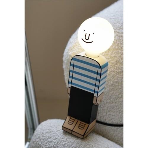 Cartoon Wooden Doll Table Lamp Childrens Room Bedside Decoration Lighting Boy Girl Bedroom Study Restaurant Table Light Fixture