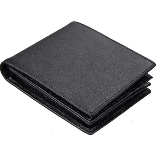Black Cowhide Leather RFID Wallets For Men Man Famous Small Short Purse With Coin Zipper Mini Male Purses Card Holder
