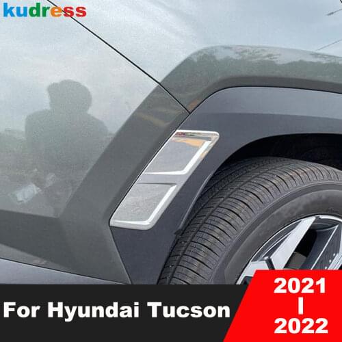 For Hyundai Tucson 2021 2022 Carbon Fiber Rear Wheel Side Fender Air Vent Cover Trim Stickers Car Styling Accessories 2pcs/set