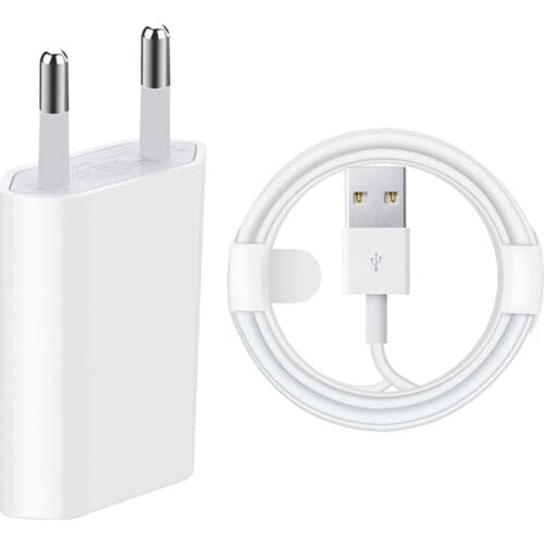 EU Wall Charger 1M USB Data Charging Cable for iPhone 7 8 6 6S Plus X XS 11 12 Pro Max XR SE 5S Fast Charger Mobile Phone Cables