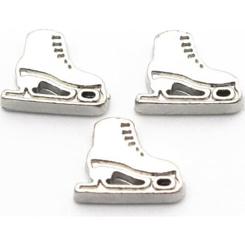 Newest 10pcs/lot Metal Enamel Ice Skates Silver Floating Charms For DIY Living Glass Memory Floating Lockets Necklace Jewelry