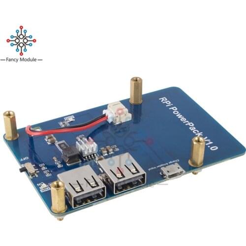 New 5V 1A Lithium Battery PowerPack Expansion Board with Dual USB Output for Raspberry Pi3