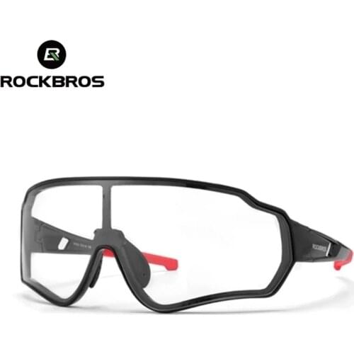 RockBros Photochromic Cycling Glasses Outdoor Sports Polarized Bicycle Sunglasses Glasses Frame Cycling Eyewear 5 Lens