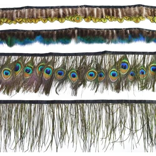 Peacock Feather Trim Fringe Ribbon Peacock Feathers for Crafts Feathers for Jewelry Making Wedding Feathers Decoration Carnaval