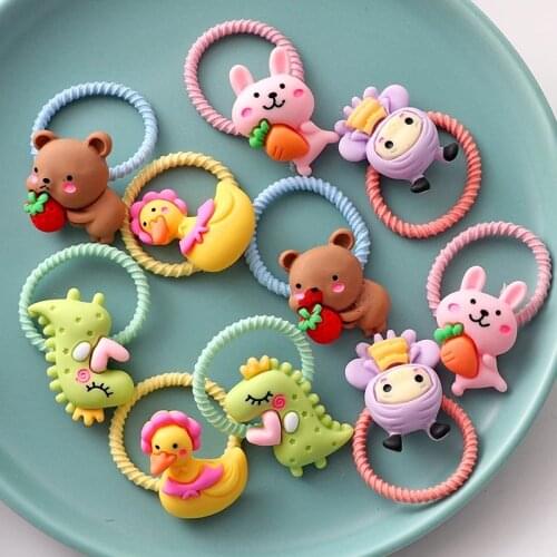 A pair Cute Cartoons Small Hair Ring Elastic Hair Bands Girls Rubber band Headband Kids Ponytail Holder Hair Accessories Gift