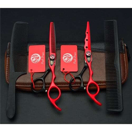 Purple Dragon Professional 6 inch Hair scissors Hairdressing scissors Straight Thinning Barber scissors Hair Cutting shear
