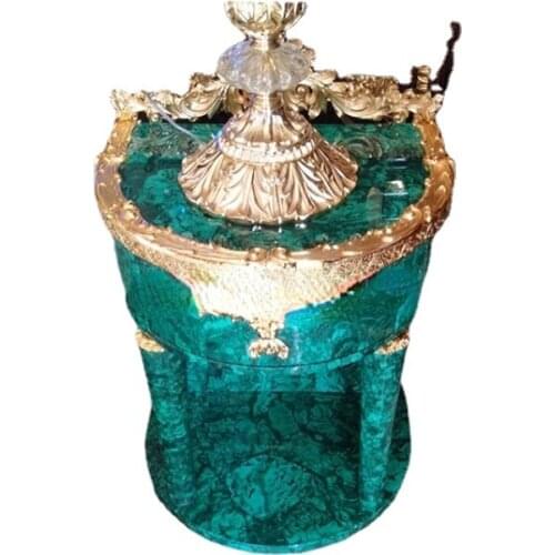 Luxury bedroom furniture gemstone malachite 24k golden Bedside table