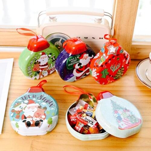 Christmas Candy Tin Box Santa Claus Snowman Iron Storage Can for Candy Cookies Chocolate Children Gift Packing Boxes Presents