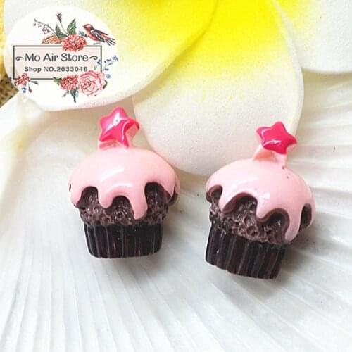 Pink ice-cream cup 10PCS 12x17mm Resin Flatback Cabochon Miniature Food Art Supply Decoration Charm Craft