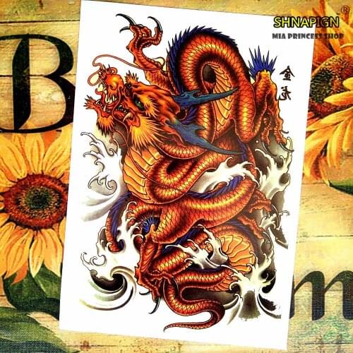 SHNAPIGN Chinese dragon Temporary Tattoo Body Art Flash Tattoo Stickers 12*20cm Waterproof Henna Styling Home Decor Wall Sticker
