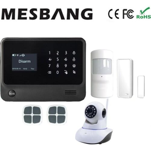 Smart home wifi GSM GPRS burgar security alarm system wifi IP camera with English, French,Russian,Spanish,Dutch free shipping