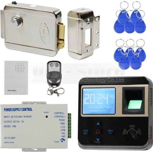 DIYSECUR Fingerprint 125KHz ID Card Reader Electric Lock Door Access Control System Kit + Door Bell + Remote Control
