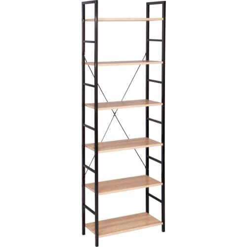 Wooden Black and White Shelf Unit Shelving Storage 6 Tiers Shelves Bookcase Garage Shed Storage Rack Kitchen Organizer Decor