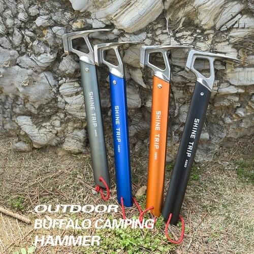 Outdoor Climbing Hammer Aluminum Alloy Camping Tent Sky Curtain Ground Nail Hammer Multifunctional Outdoor Tools