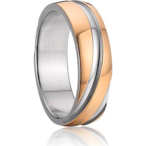 Unique Mens fashion titanium jewelry marraige finger ring Alliances wedding couple rings for women rose / gold color