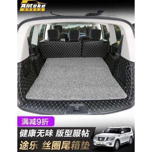 High-quality leather Full-enclosed 3D car trunk mat modified boot mat For Nissan PATROL Y62 2012-2019 ,Car-Styling