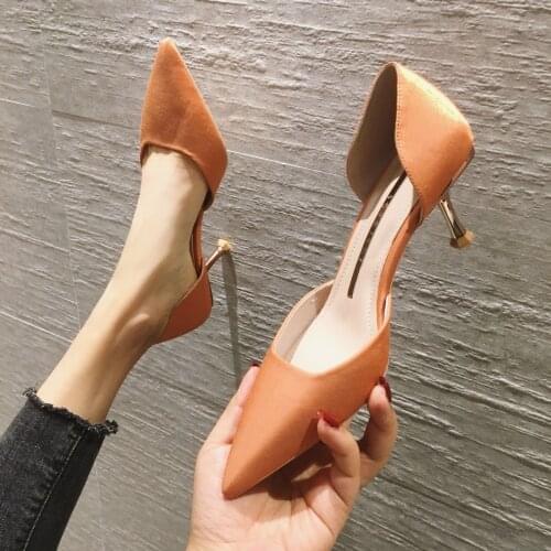 Women Sandals Korean Version 2020 Spring Autumn Selling Womens High Heel Shoes Pointed Shallow Mouth Thin Heel Hollow Shoes