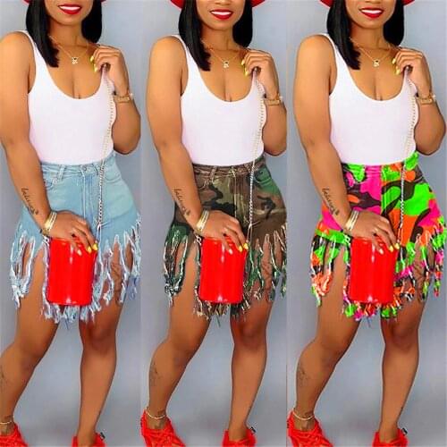 Tassels Casual High Waist Denim Shorts Women Fashion Blue High Waist Streetwear Club Party Short Jeans Biker Shorts