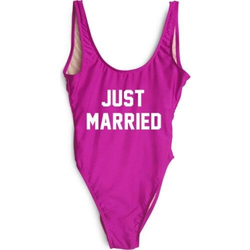 JUST MARRIED Sexy One Piece Swimsuit Swimwear Women Female High Cut Bathing Suits Plus Size Summer Beach Wear Woman monokini